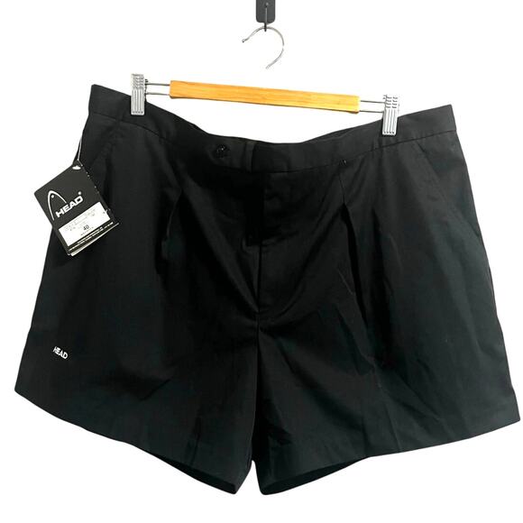 Vintage Deadstock HEAD Tennis Short Shorts 80s 90s Mens 5" Inseam w/Pleats Black - Picture 1 of 9